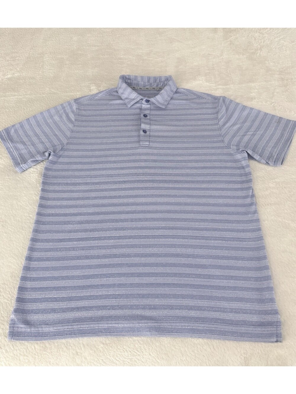 Walter Hagen Mens M Golf Polo Shirt Blue Striped Performance Stretch